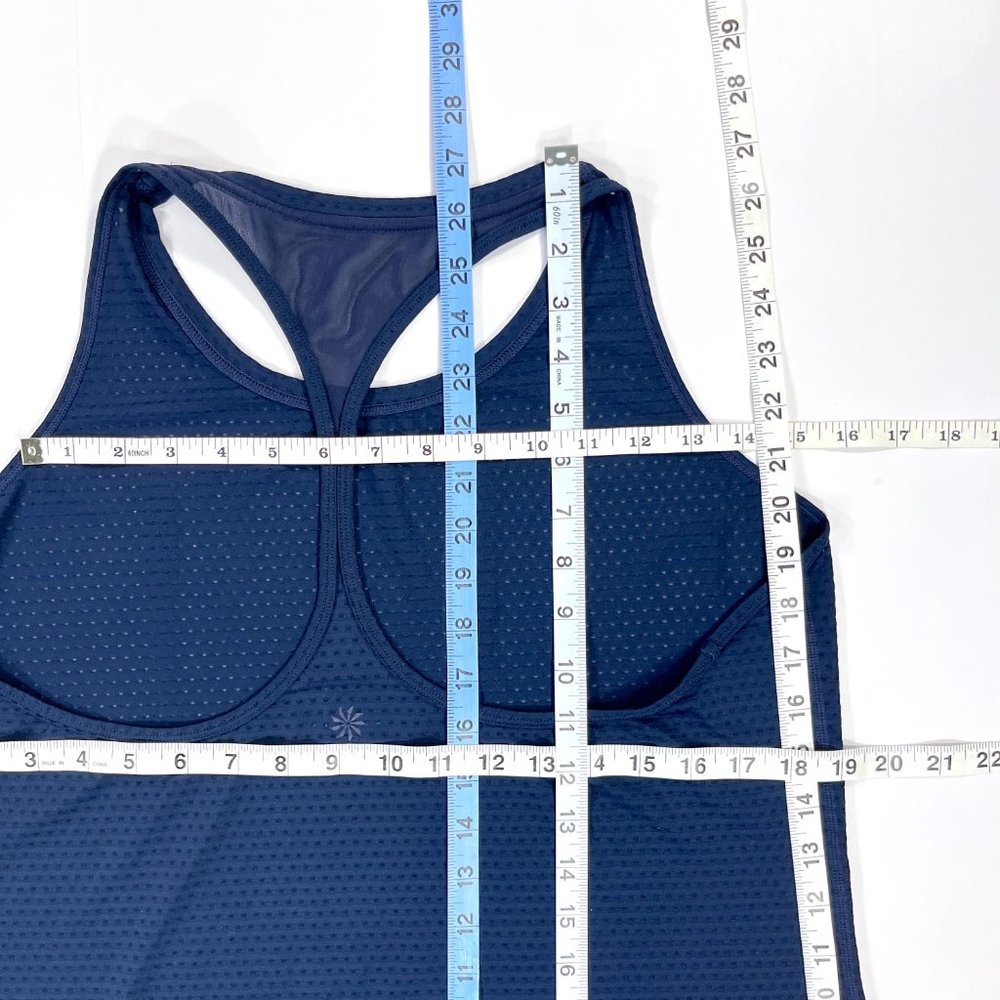 Athleta Chi Mesh Dot Tank High Neck Racerback Women's Large Navy Blue Active Top - Picture 15 of 16